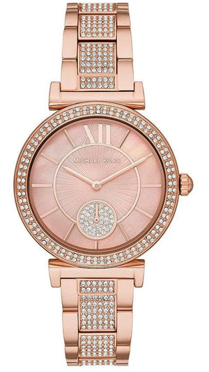 Michael Kors Abbey Three-Hand Analog Crystals Rose Gold Dial Rose Gold Steel Strap Watch for Women - MK4617 Authentic Buy Shop Now