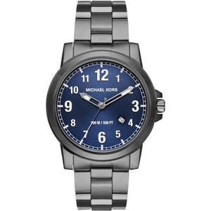 Michael Kors Paxton Analog Blue Dial Grey Steel Strap Watch For Men - MK8499 Authentic Buy Shop Now