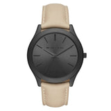 Michael Kors Slim Runway Black Dial Beige Leather Strap Watch For Men - MK8510 Authentic Buy Shop Now