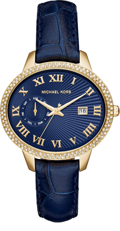 Michael Kors Whitley Quartz Blue Dial Blue Leather Strap Watch For Women - MK2429 Authentic Buy Shop Now