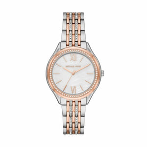 Michael Kors Mindy Three Hand White Dial Two Tone Steel Strap Watch For Women - MK7077 Authentic Buy Shop Now