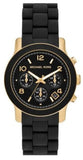 Michael Kors Runway Chronograph Black Dial Black Silicone Strap Watch For Women - MK7385 Authentic Buy Shop Now