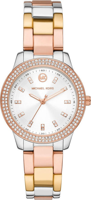 Michael Kors Tibby Three Hand Crystals Silver Dial Two Tone Steel Strap Watch for Women - MK4576 Authentic Buy Shop Now