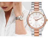 Michael Kors Slim Runway White Dial Two Tone Steel Strap Watch for Women - MK3204 Authentic Buy Shop Now