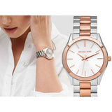 Michael Kors Slim Runway White Dial Two Tone Watch for Women - MK3204B Authentic Buy Shop Now