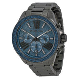 Michael Kors Wren Chronograph Quartz Blue Dial Grey Steel Strap Watch For Women - MK6097 Authentic Buy Shop Now