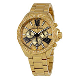 Michael Kors Wren Chronograph Crystal Pave Gold Dial Gold Steel Strap Watch for Women - MK6095 Authentic Buy Shop Now