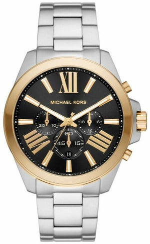 Michael Kors Wren Chronograph Black Dial Silver Steel Strap Watch For Men - MK8880 Authentic Buy Shop Now