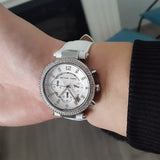 Michael Kors Parker White Dial White Leather Strap Watch for Women - MK2277 Authentic Buy Shop Now