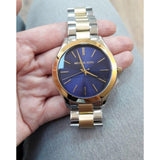 Michael Kors Slim Runway Blue Dial Two Tone Steel Strap Watch for Women - MK3479 Authentic Buy Shop Now