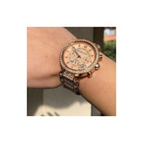 Michael Kors Uptown Glam Parker Chronograph Rose Gold Dial Steel Strap Watch for Women - MK5663 Authentic Buy Shop Now