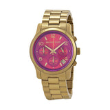 Michael Kors Runway Iridescent Pink Dial Gold Steel Strap Watch for Women - MK5939 Authentic Buy Shop Now