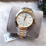 Michael Kors Slim Runway White Dial Two Tone Watch for Women - MK3204B Authentic Buy Shop Now