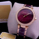 Michael Kors Parker Maroon Dial Two Tone Steel Strap Watch for Women - MK6412 Authentic Buy Shop Now