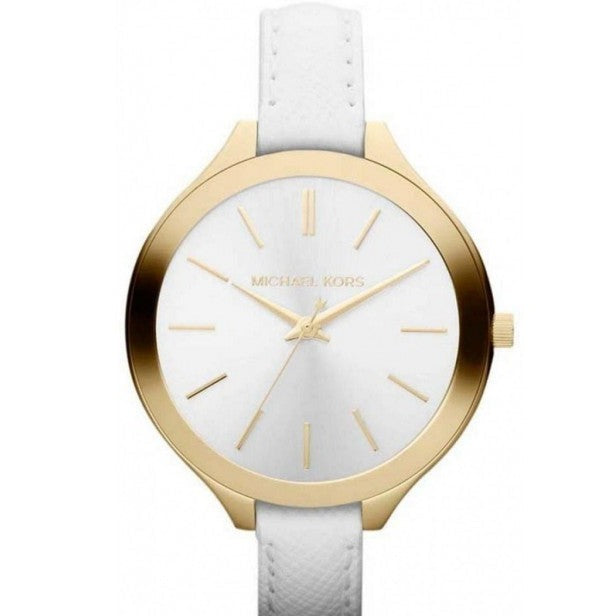 Michael Kors Slim Runway White Dial White Leather Strap Watch For Women - MK2273 Authentic Buy Shop Now