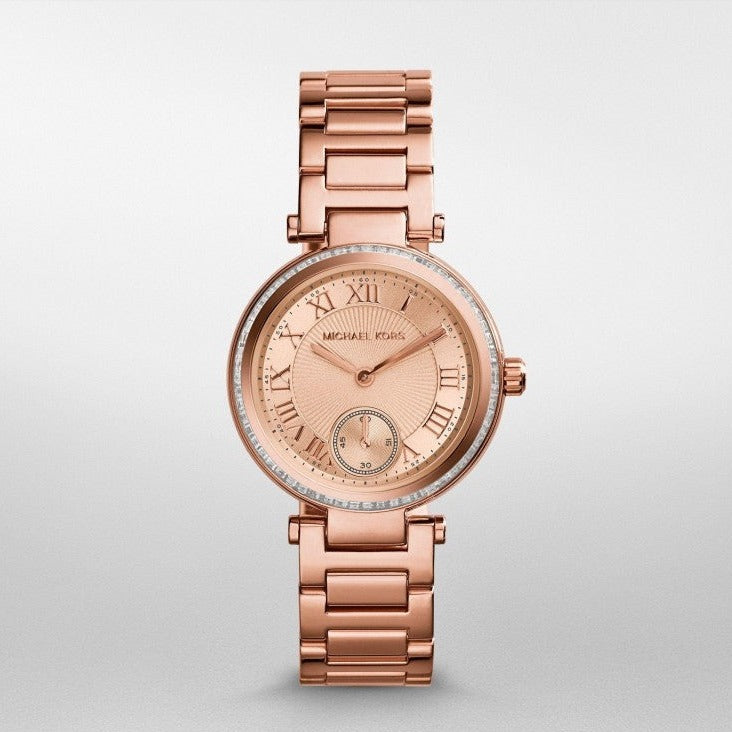 Michael Kors Skylar Quartz Rose Gold Dial Rose Gold Steel Strap Watch For Women - MK5971 Authentic Buy Shop Now
