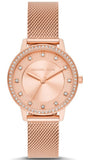 Michael Kors Quartz Crystals Rose Gold Dial Rose Gold Mesh Strap Watch for Women - MKO1012 Authentic Buy Shop Now