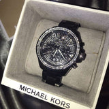Michael Kors Wren Chronograph Gold Dial Black Steel Strap Watch for Women - MK5961 Authentic Buy Shop Now