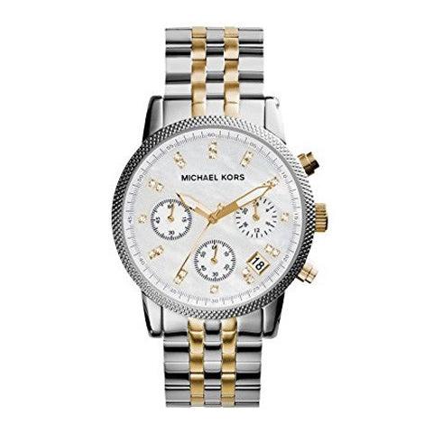 Michael Kors Ritz Chronograph White Dial Two Tone Steel Strap Watch for Women - MK5057 Authentic Buy Shop Now