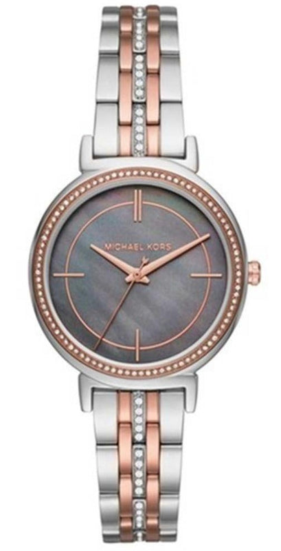 Michael Kors Cinthia Mother of Pearl Grey Dial Two Tone Steel Strap Watch for Women - MK3642 Authentic Buy Shop Now