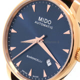 Mido Baroncelli III Automatic Blue Dial Brown Leather Strap Watch For Men - M8600.3.15.8 Authentic Buy Shop Now