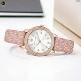 Michael Kors Tibby Silver Dial Pink Leather Strap Watch for Women - MK1050 Authentic Buy Shop Now