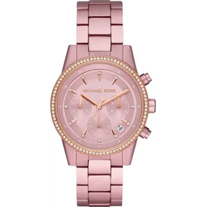 Michael Kors Ritz Chronograph Rose Gold Dial Rose Gold Steel Strap Watch For Women - MK6753 Authentic Buy Shop Now