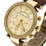 Michael Kors Parker Champagne Gold Dial Brown Leather Strap Watch for Women - MK2249 Authentic Buy Shop Now