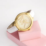Michael Kors Slim Runway Quartz Gold Dial White Leather Strap Watch For Women - MK2389 Authentic Buy Shop Now