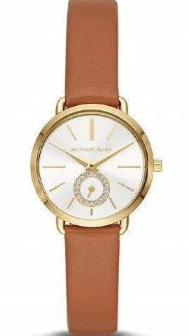 Michael Kors Portia Quartz White Dial Brown Leather Strap Watch For Women - MK2734 Authentic Buy Shop Now