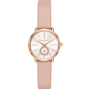 Michael Kors Petite Portia Silver Dial Pink Rubber Strap Watch For Women - MK2735 Authentic Buy Shop Now