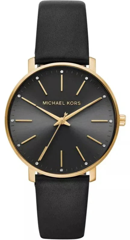 Michael Kors Pyper Black Dial Black Leather Strap Watch For Women - MK2747 Authentic Buy Shop Now