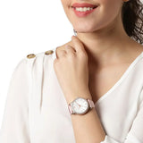 Michael Kors Layton Three-Hand White Dial Pink Leather Strap Watch for Women - MK2909 Authentic Buy Shop Now
