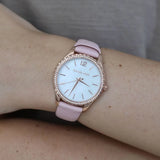 Michael Kors Layton Three-Hand White Dial Pink Leather Strap Watch for Women - MK2909 Authentic Buy Shop Now