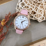 Michael Kors Layton Three-Hand White Dial Pink Leather Strap Watch for Women - MK2909 Authentic Buy Shop Now