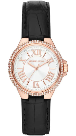 Michael Kors Camille Three-Hand Crystals White Dial Black Leather Strap Watch for Women - MK2962 Authentic Buy Shop Now