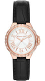 Michael Kors Camille Three-Hand Crystals White Dial Black Leather Strap Watch for Women - MK2962 Authentic Buy Shop Now