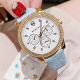 Michael Kors Tibby Multifunction White Dial Blue Leather Strap Watch For Women - MK2965 Authentic Buy Shop Now