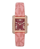 Michael Kors Emery Quartz Diamonds Red Dial Pink Leather Strap Watch For Women - MK2966 Authentic Buy Shop Now