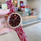 Michael Kors Tibby Multifunction Red Dial Red Leather Strap Watch For Women - MK2967 Authentic Buy Shop Now