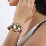 Michael Kors Parker Three Hand Gold Dial Brown Leather Strap Watch For Women - MK2973 Authentic Buy Shop Now