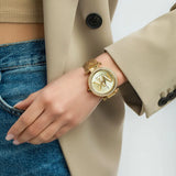 Michael Kors Parker Three Hand Gold Dial Brown Leather Strap Watch For Women - MK2973 Authentic Buy Shop Now