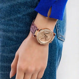 Michael Kors Parker Rose Gold Dial Maroon Leather Strap Watch For Women - MK2974 Authentic Buy Shop Now