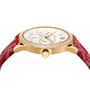 Michael Kors Tibby Multifunction Silver Dial Red Leather Strap Watch For Women - MK2975 Authentic Buy Shop Now