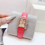 Michael Kors Emery Quartz Diamonds Rose Gold Dial Pink Leather Strap Watch For Women - MK2984 Authentic Buy Shop Now