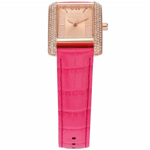 Michael Kors Emery Quartz Diamonds Rose Gold Dial Pink Leather Strap Watch For Women - MK2984 Authentic Buy Shop Now