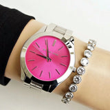 Michael Kors Slim Runway Quartz Pink Dial Silver Steel Strap Watch For Women - MK3291 Authentic Buy Shop Now