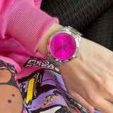Michael Kors Slim Runway Quartz Pink Dial Silver Steel Strap Watch For Women - MK3291 Authentic Buy Shop Now