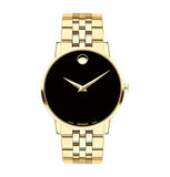 Movado Museum Classic Quartz Black Dial Gold Steel Strap Watch for Men - 0607203 Authentic Buy Shop Now