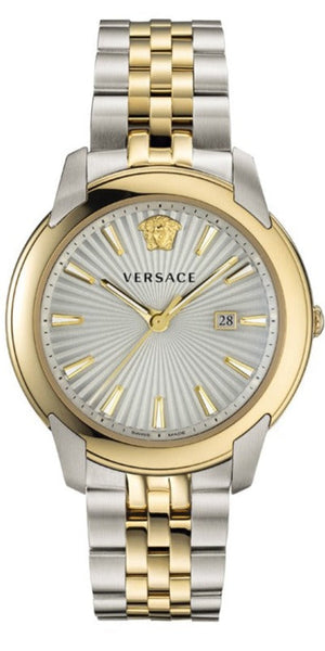 Versace V-Urban Quartz Silver Dial Two Tone Steel Strap Watch for Men - VELQ00519 Authentic Buy Shop Now